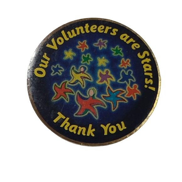 Other - Our Volunteers are Stars Thank You Enamel Lapel Pin Starfish Gold Tone Blue